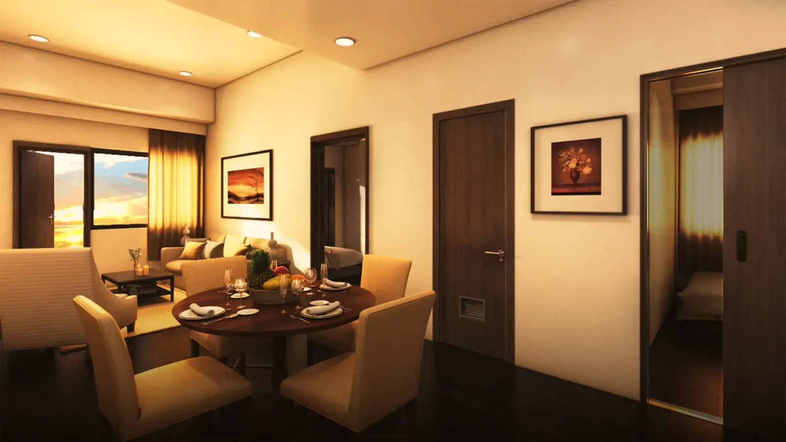 Living area of a two-bedroom unit at Coast Residences, developer's rendering