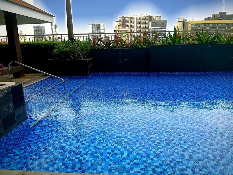 The pool at dusk